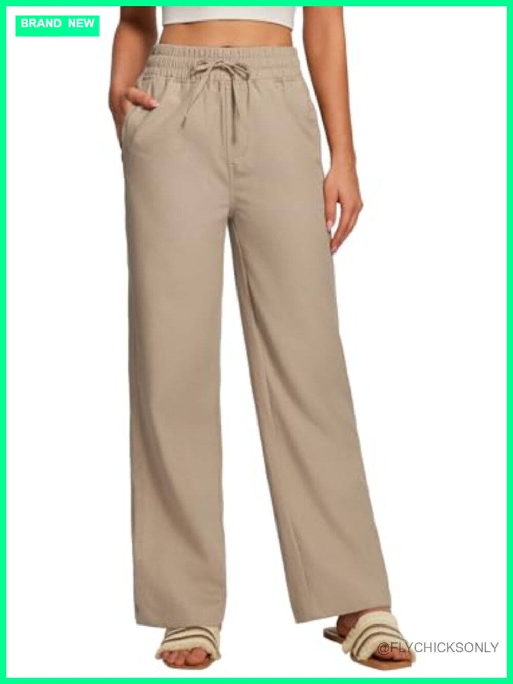 Heathyoga Linen Cotton Wide Leg Palazzo Pants Drawstring Vacation Beach